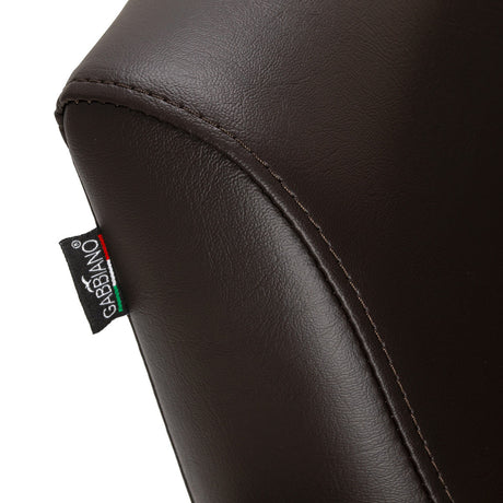 Brown Gabbiano Lucca hairdressing chair with padded seat and backrest, adjustable height, and sturdy base.