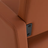 Gabbiano Vitoria brown hairdressing chair with cushioned seat, adjustable height, and armrests, designed for salon styling.