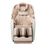 White Sakura Prime 101 massage chair from SAKURA, showcasing plush upholstery and modern design in a cozy setting.