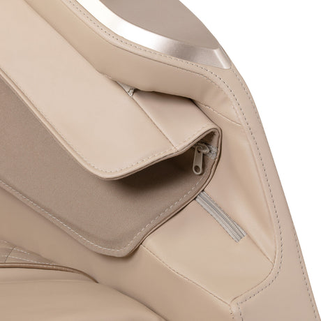 White Sakura Prime 108 massage chair with sleek design, featuring padded armrests and ergonomic contours for relaxation.