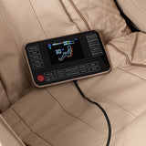 White Sakura Prime 108 massage chair with ergonomic design and padded armrests, showcasing modern massage furniture.