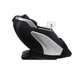 Black Sakura Prime 108 massage chair with padded armrests and modern design, showcasing a sleek massage furniture piece.