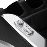 Black Sakura Prime 108 massage chair featuring cushioned armrests, leg supports, and sleek modern design for relaxation and comfort.