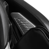 Black Sakura Prime 108 massage chair with padded armrests and adjustable headrest, showcasing modern massage furniture design.