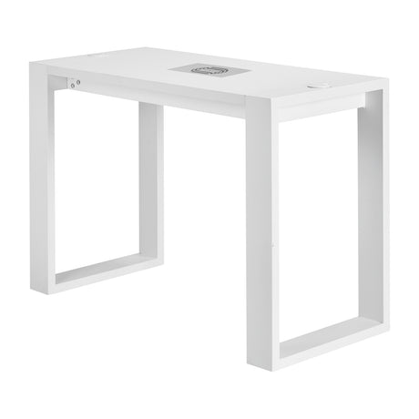 White cosmetic desk with extractor fan, BVShop beauty salon furniture, sleek and functional for professional skincare or makeup use.