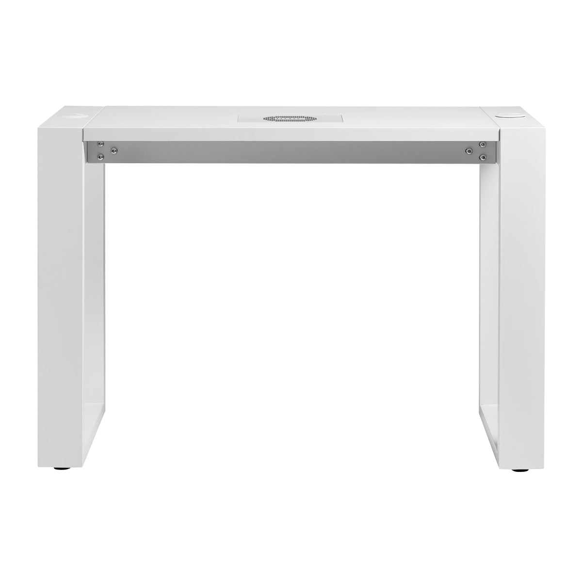 White cosmetic desk with built-in extractor fan, BVShop beauty salon furniture, modern design for professional skincare or makeup use.