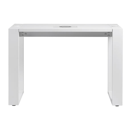 White cosmetic desk with built-in extractor fan, BVShop beauty salon furniture, modern design for professional skincare or makeup use.