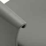 Gray Halo hairdressing chair by HAIR SYSTEM with padded seat and backrest, adjustable height, and modern salon design.