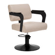 Beige Jet Latte HAIR SYSTEM hairdressing chair with padded seat and backrest, modern salon furniture for professional styling.
