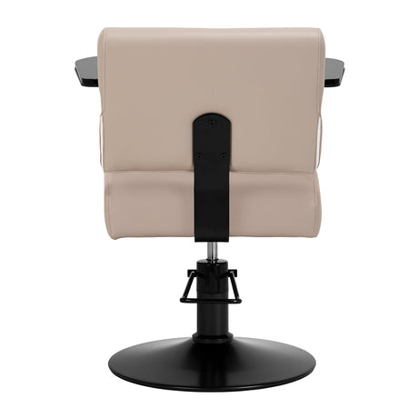 Beige Jet Latte hairdressing chair from HAIR SYSTEM with cushioned seat and backrest, adjustable height, and modern design.