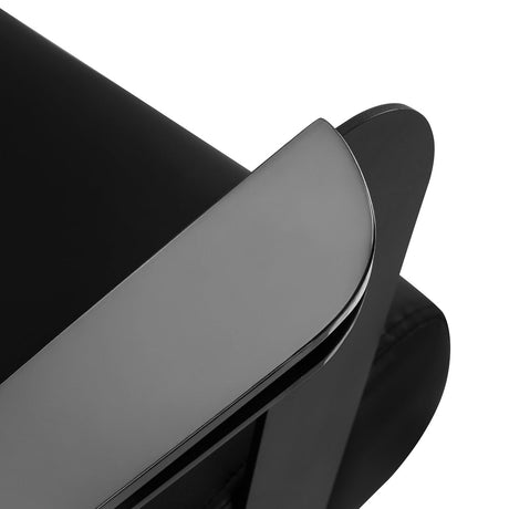 Black Jet Noir hairdressing chair by HAIR SYSTEM with a sleek, modern design and adjustable height for salon use.