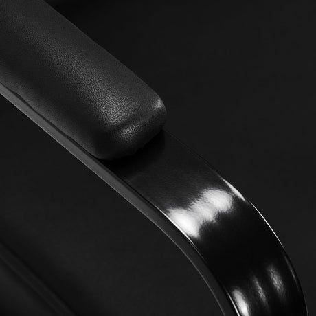 Black Hairdressing Chair by HAIR SYSTEM, Studio Noir model, with cushioned seat and adjustable height for salon styling.
