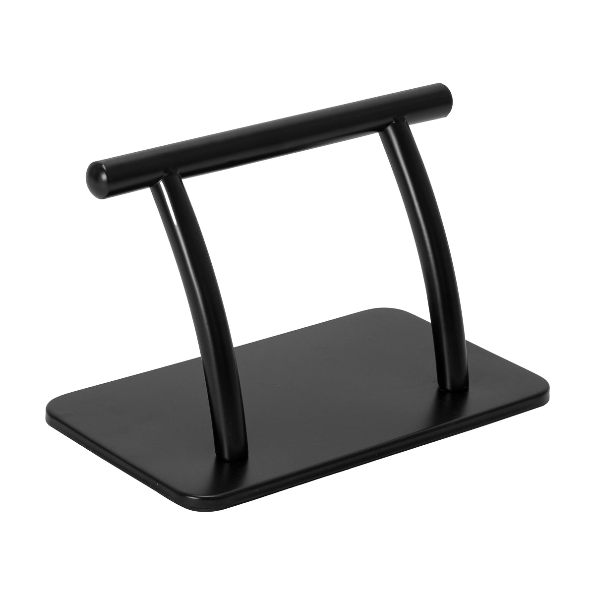 Black HAIR SYSTEM Edge hairdressing chair with padded seat and backrest, adjustable height, and sturdy chrome base.