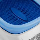 Azzurro shower tray with built-in massager and white trolley, designed for modern bathroom comfort and convenience.