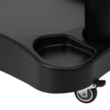 Azzurro shower tray with built-in massager and white trolley for bathroom convenience and relaxation.