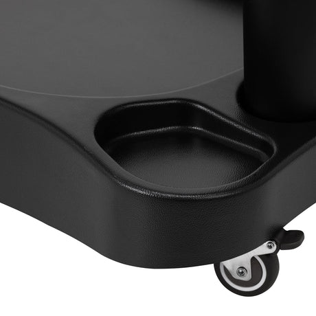 Azzurro shower tray with built-in massager and white trolley for bathroom convenience and relaxation.