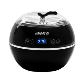 Black iWax wax heater with 500ml tin, 100W power, compact design for safe, efficient wax melting.