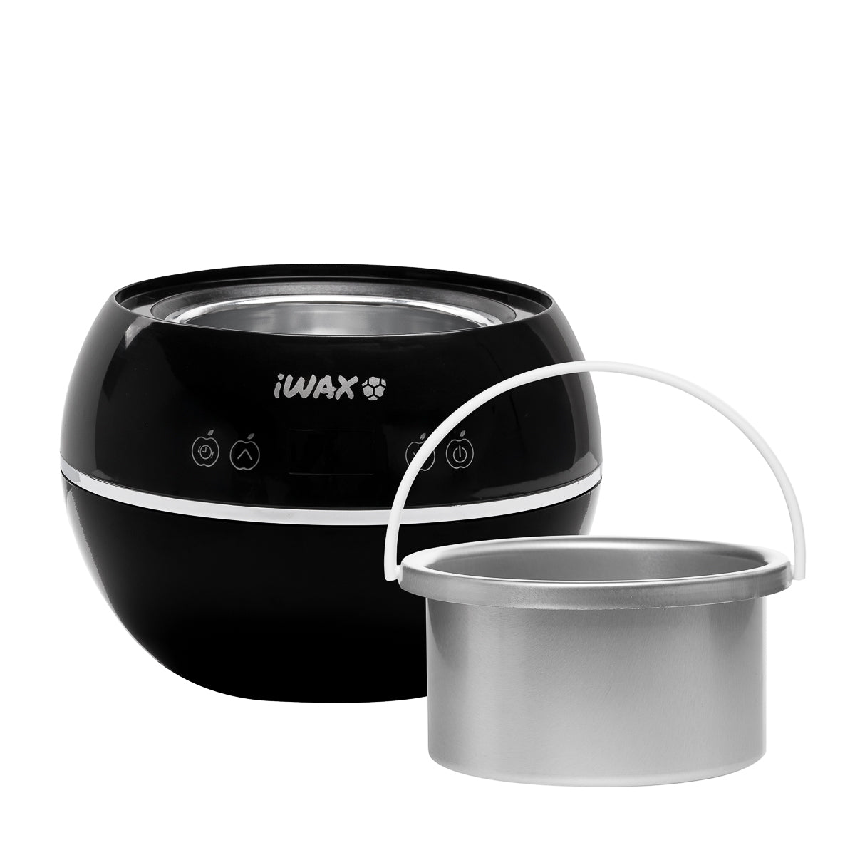 Black IWAX iWax wax heater with 500ml tin, 100W power, designed for efficient wax heating and hair removal treatments.
