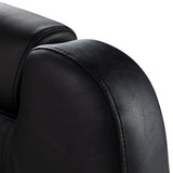 Black and gold HAIR SYSTEM barber chair from New York, featuring plush upholstery and sturdy barbershop furniture design.
