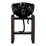 Omega Nautica brown hairdressing wash unit with sink and chair for salon use, featuring modern design and ergonomic comfort.