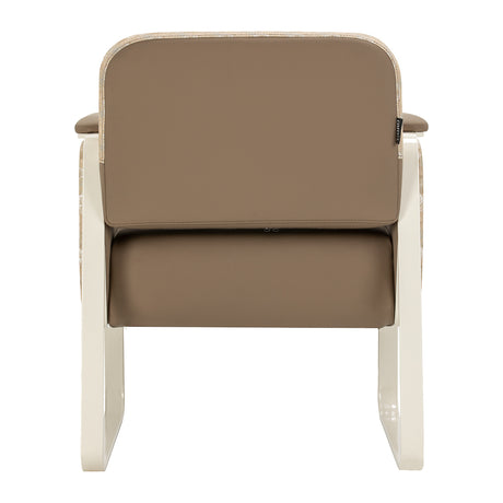 Light brown Omega Grandeur waiting room chair by OMEGA with padded seat and backrest, suitable for office or reception areas.