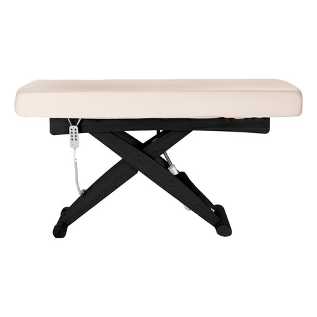 Cream SPA lounger Sillon Siesta with black base, sleek beauty salon furniture for relaxation and professional spa treatments.