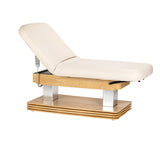 SILLON SPA lounger Sillon Comfort cream beauty salon chair with light brown base, padded seating for client comfort
