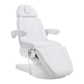 Azzurro Lux white cosmetic chair for beauty salons, featuring sleek design and comfortable seating.