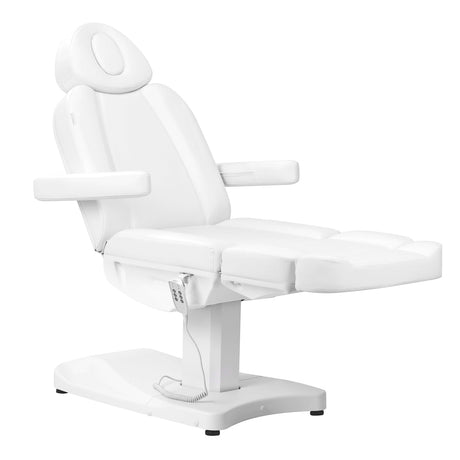 White AZZURRO Electric Cosmetic Chair 803D with three motors, designed for beauty salon treatments, featuring sleek modern styling.