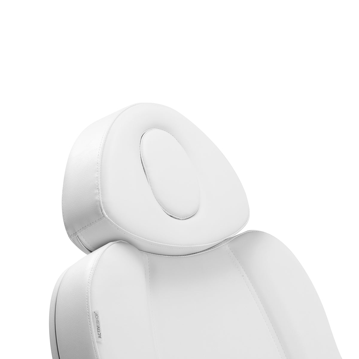 Electric cosmetic chair Azzurro 803D with three motors, white color, designed for beauty salons, featuring adjustable headrest and armrests.