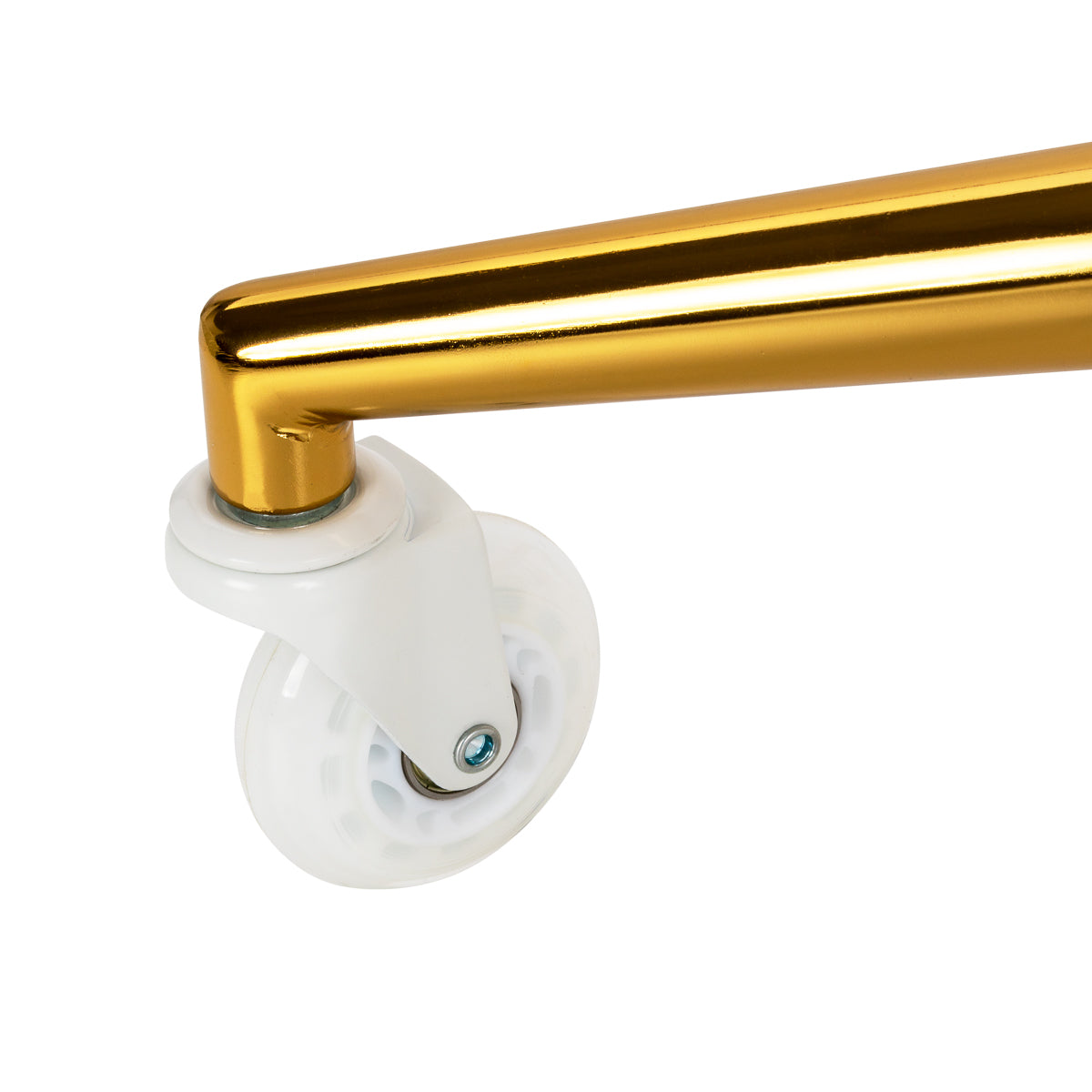 Gabbiano D054G gold and white hairdressing stool with adjustable height for beauty salon furniture.