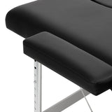 BALANCE aluminium folding massage table with two segments in black, featuring a sturdy, portable design for professional massage therapy.