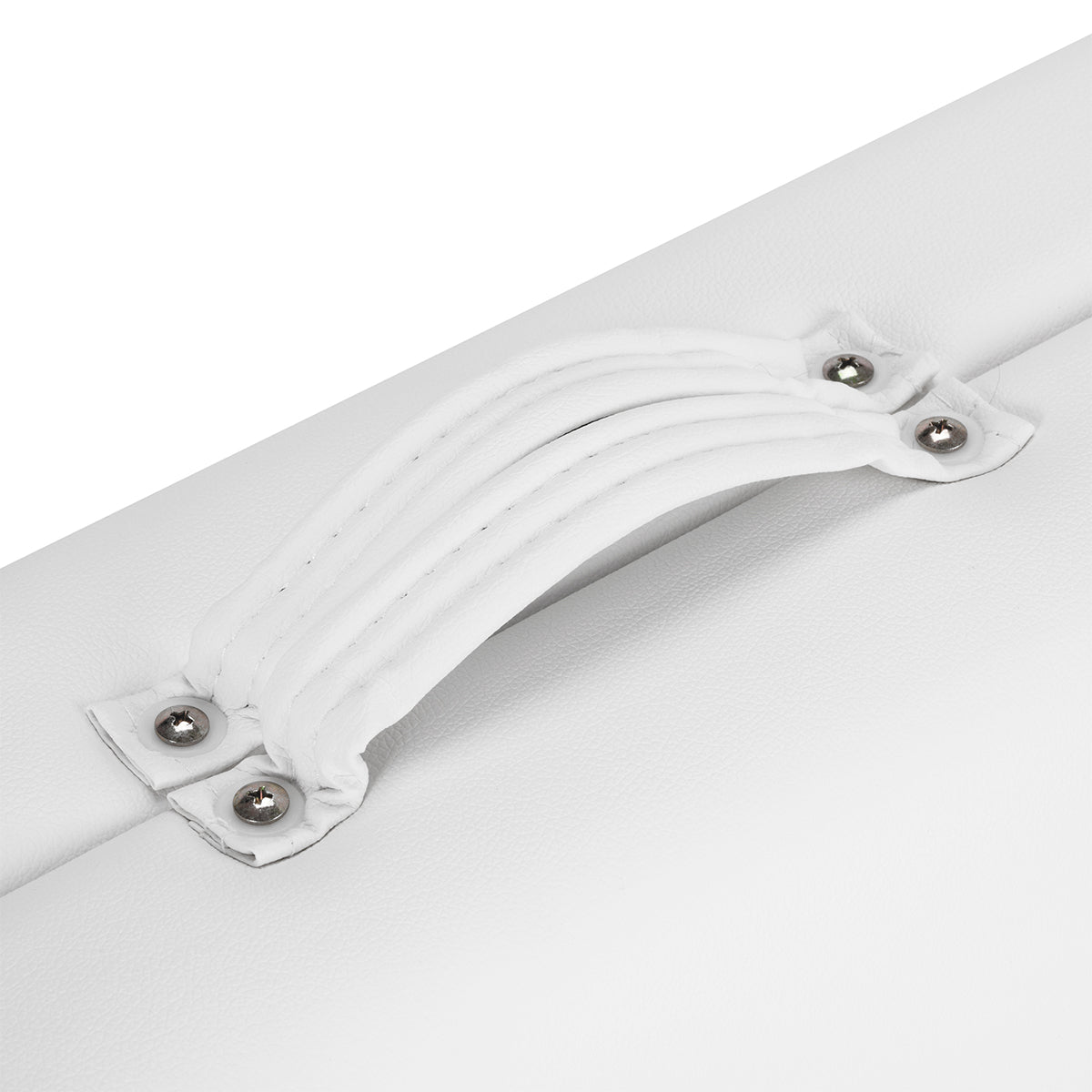 White BALANCE aluminium folding massage table with 3 segments, lightweight and portable massage furniture for professional use.