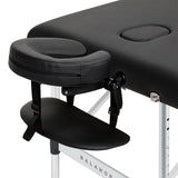 BALANCE aluminium folding massage table with three segments in black, lightweight and portable for professional massage therapy.