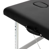 BALANCE aluminium folding massage table with three segments in black, featuring a sturdy frame and padded surface for comfort.