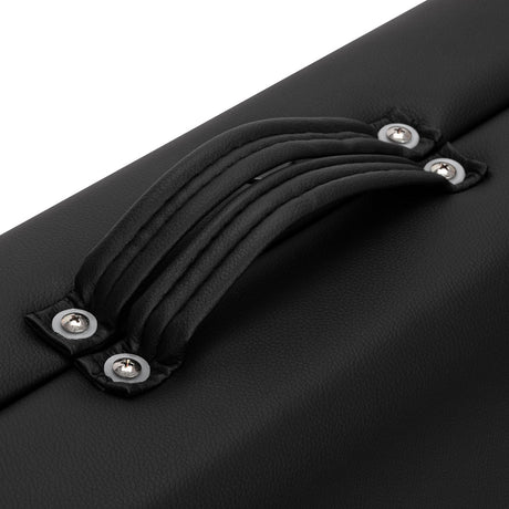 BALANCE wooden folding massage table with three segments in black, featuring a sturdy design and adjustable headrest for professional massage therapy