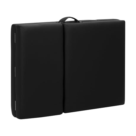 Black BALANCE wooden folding massage table with 3 segments, featuring a sturdy design and portable construction for professional massage therapy.