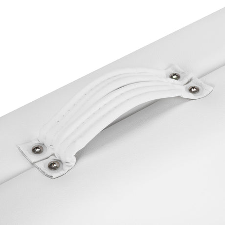 White BALANCE wooden folding massage table with 2 segments, measuring 190x70 cm, designed for professional massage therapy.