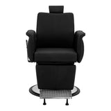 Black Gabbiano Athena barber chair with padded seat, backrest, and armrests, designed for barbershop furniture.