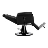 Gabbiano Athena black barber chair with cushioned seat and backrest, adjustable height, and armrests, designed for barbershop furniture.