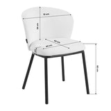 Dimensions photo for 4RICO Linea White Velour Chair with black metal legs