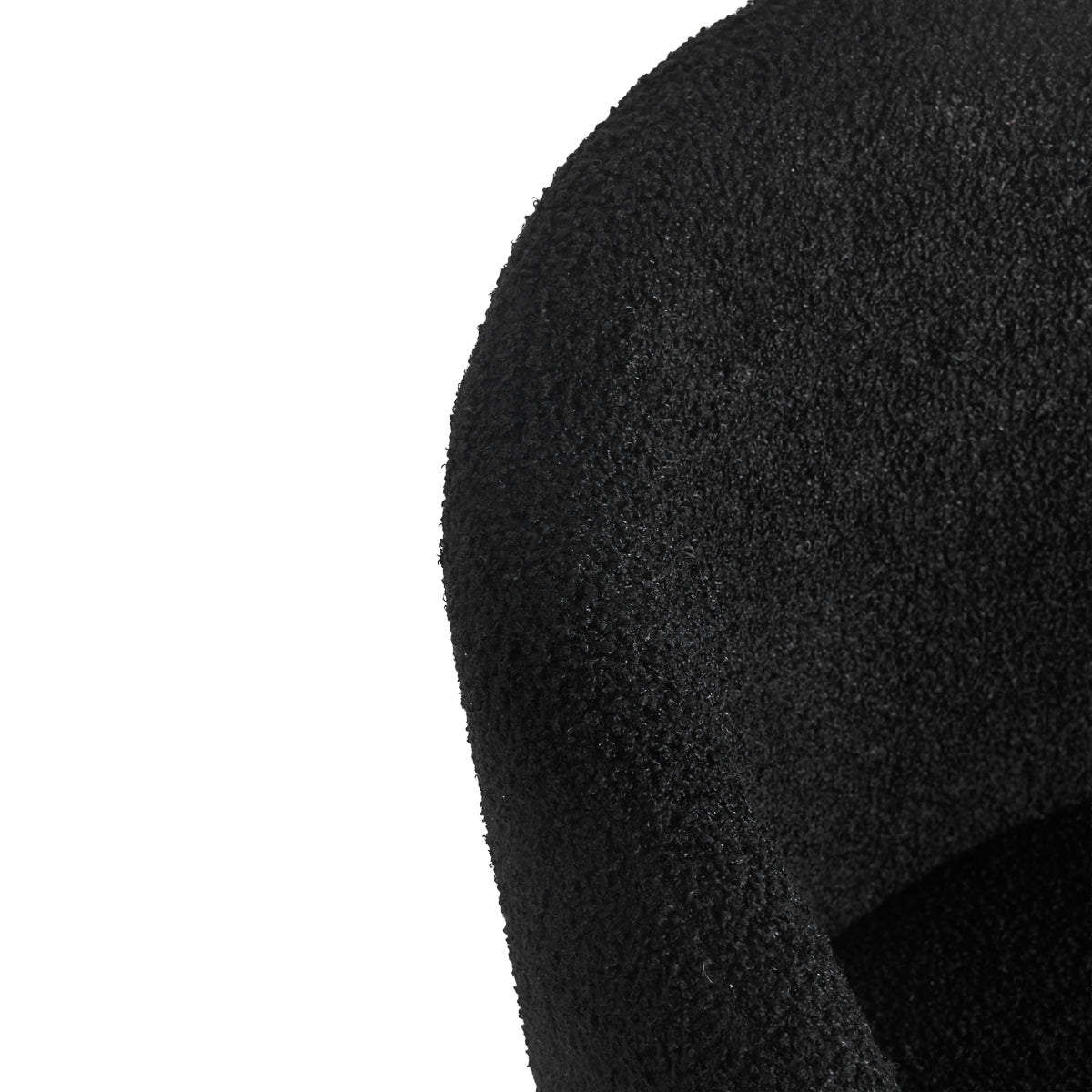 4RICO Asola black sherpa chair with rounded backrest and black metal legs