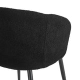 4RICO Asola black sherpa chair with rounded backrest and black metal legs