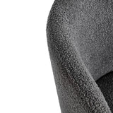 4RICO Asola grey sherpa chair with rounded backrest and black metal legs