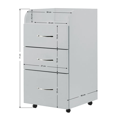 Grey cabinet Kombi from ACTIVESHOP, a beauty salon furniture piece featuring multiple storage compartments and sleek design.