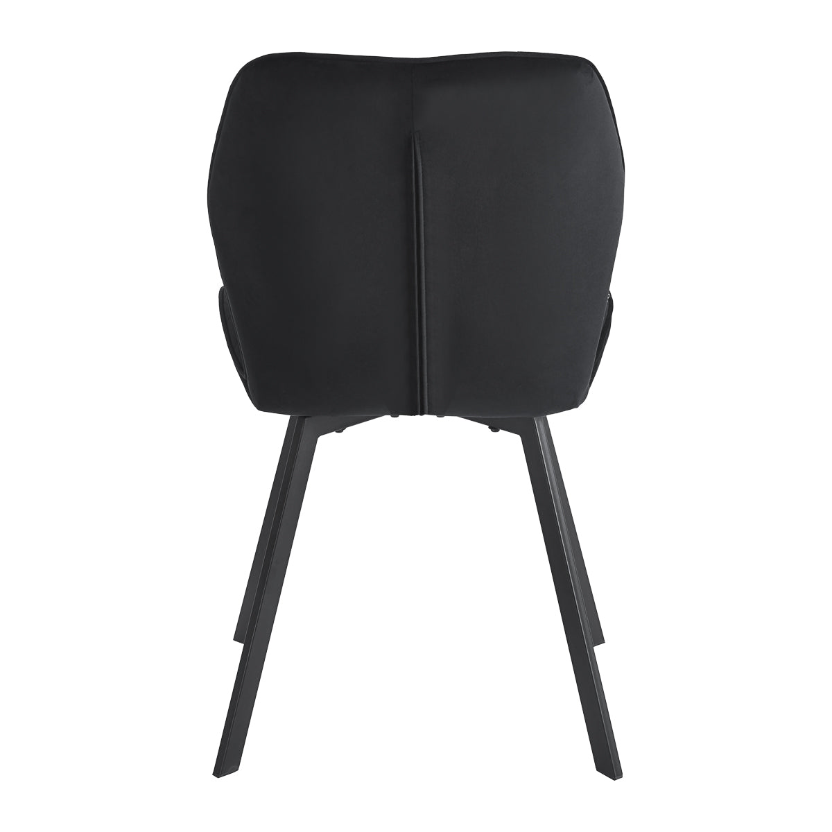 4RICO Vetro black velour chair with stitched backrest and black metal legs