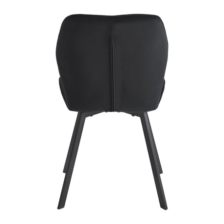 4RICO Vetro black velour chair with stitched backrest and black metal legs