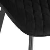 4RICO Vetro black velour chair with stitched backrest and black metal legs