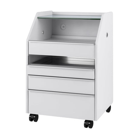 White ACTIVESHOP 984 podiatry assistant chair for beauty salon furniture, with cushioned seating and adjustable features.
