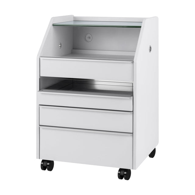 White ACTIVESHOP 984 podiatry assistant chair for beauty salon furniture, with cushioned seating and adjustable features.